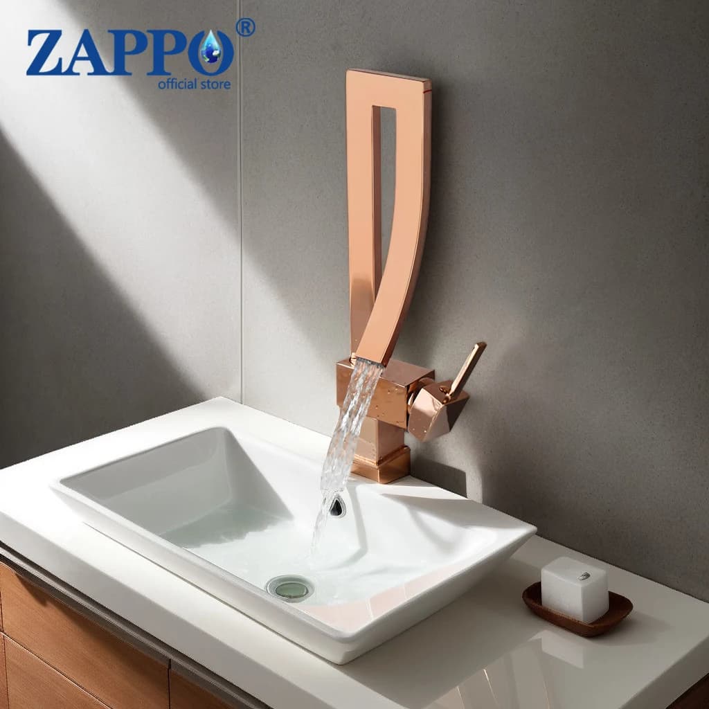 ZAPPO Rubinetto da bagno a cascata Rubinetto monocomando con beccuccio girevole Miscelatore acqua calda e fredda montato su piano Rubinetto commerciale