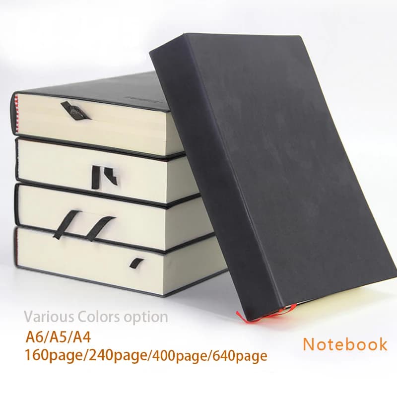 640/400/240/160pages Ultra Thick Line student Diary Notebook Office Stationery A4/A5/A6 PU Leather Business Work Notepad