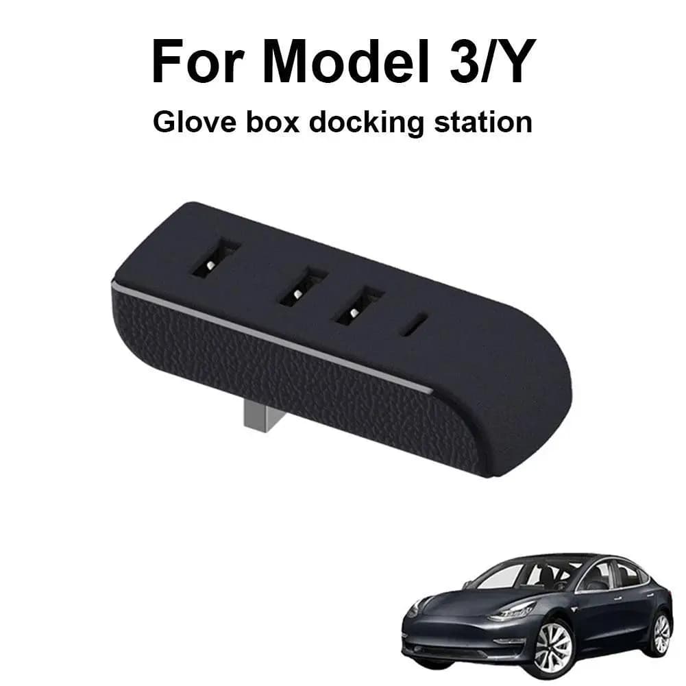 Docking station per vano portaoggetti per Tesla Y 3+ Y Juniper Porte hub USB Caricatore extender USB 4 in 1 Trasferimento dati di aggiornamento