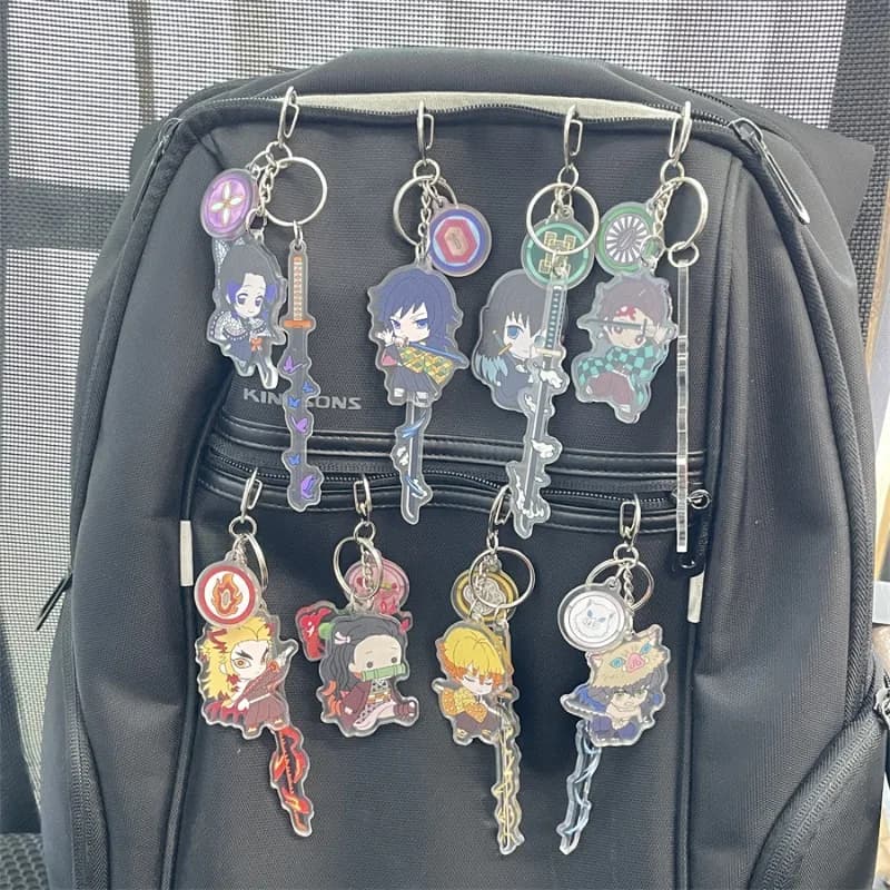 Demon Slayer Acrylic Keychain Kamado Tanjirou Nezuko Hashibira Inosuke Anime Action Figures Backpack Decoration Models Toy Gifts