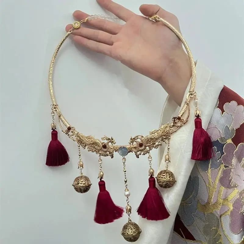Nuova collana cinese antica accessori da sposa catena lunga pendente con nappa per le donne gioielli decorativi costume abito Hanfu