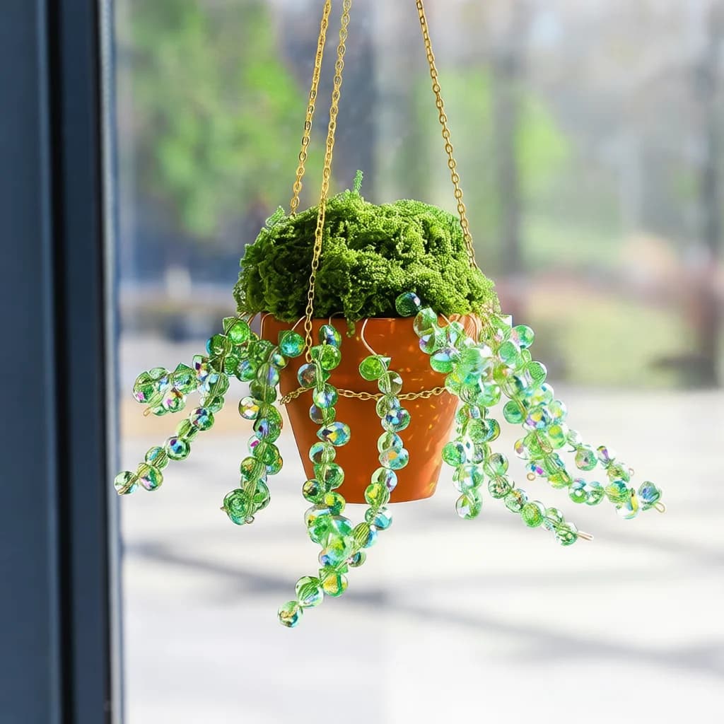 DIY Decorative Plant Kit Clay Pot Material Pack Crystal Beads Natural Branch Craft Supplies Home Garden Ornaments