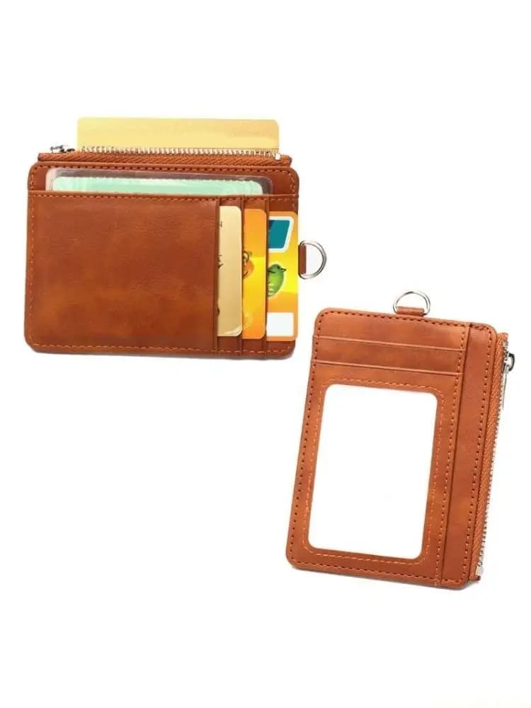 Porta carte professionale X90D in pelle PU con tasca con cerniera bloccabile e cordino regolabile per il collo per l'uso