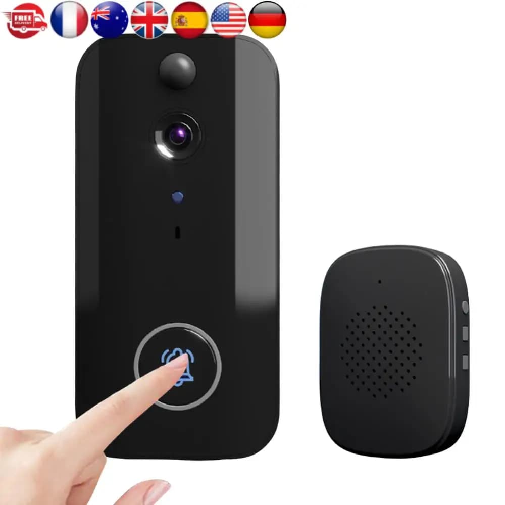 Campanello Video WiFi Wireless con Visione Notturna IR, Rilevatore di Movimento, Comunicazione Bidirezionale, Sistema di Sicurezza Domestica