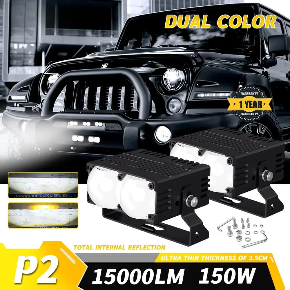 Lente per proiettore LED da 3 pollici, mini faro da moto a LED, 15000LM 6000K, faretto, luce da lavoro per camion, ATV, 4X4, 4WD.