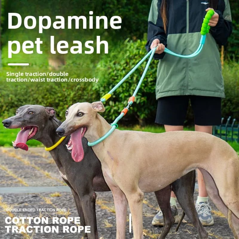 New dopamine-boosting, large-breed dog leash:dog walking needs escape-proof, no-choke collar. one-leash wonder for all your