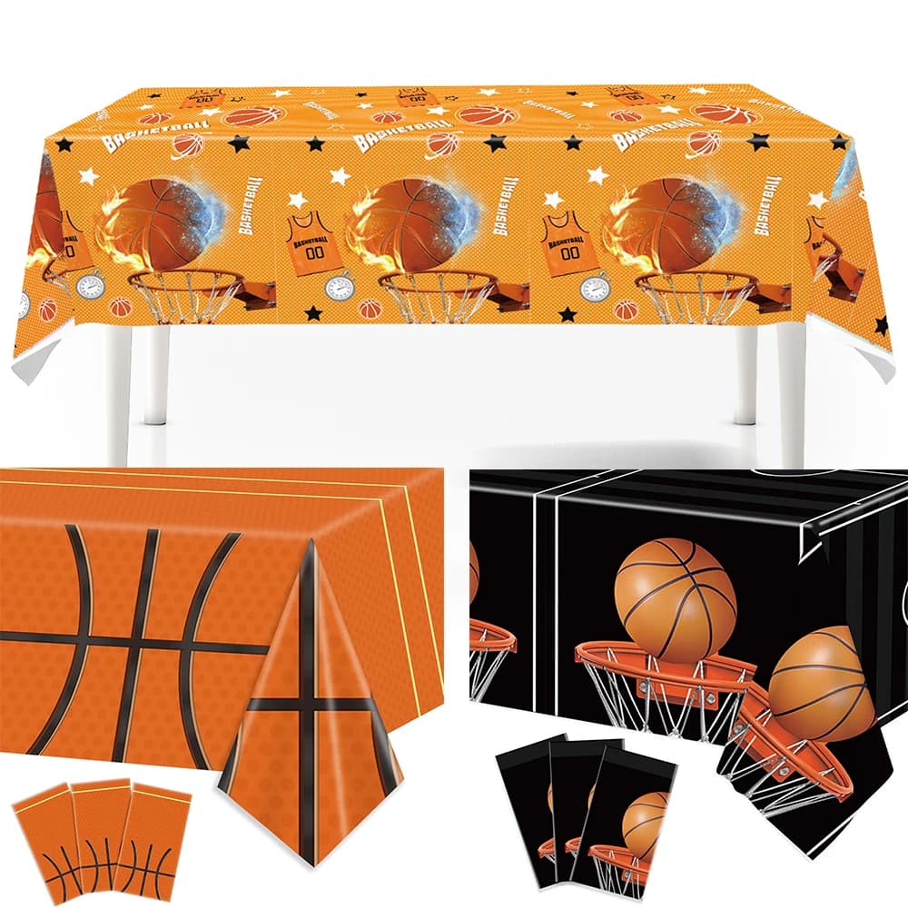 Decorazioni per feste di compleanno di basket Tovaglia da basket Tovaglia da basket in plastica per ragazzi Forniture per feste a tema basket