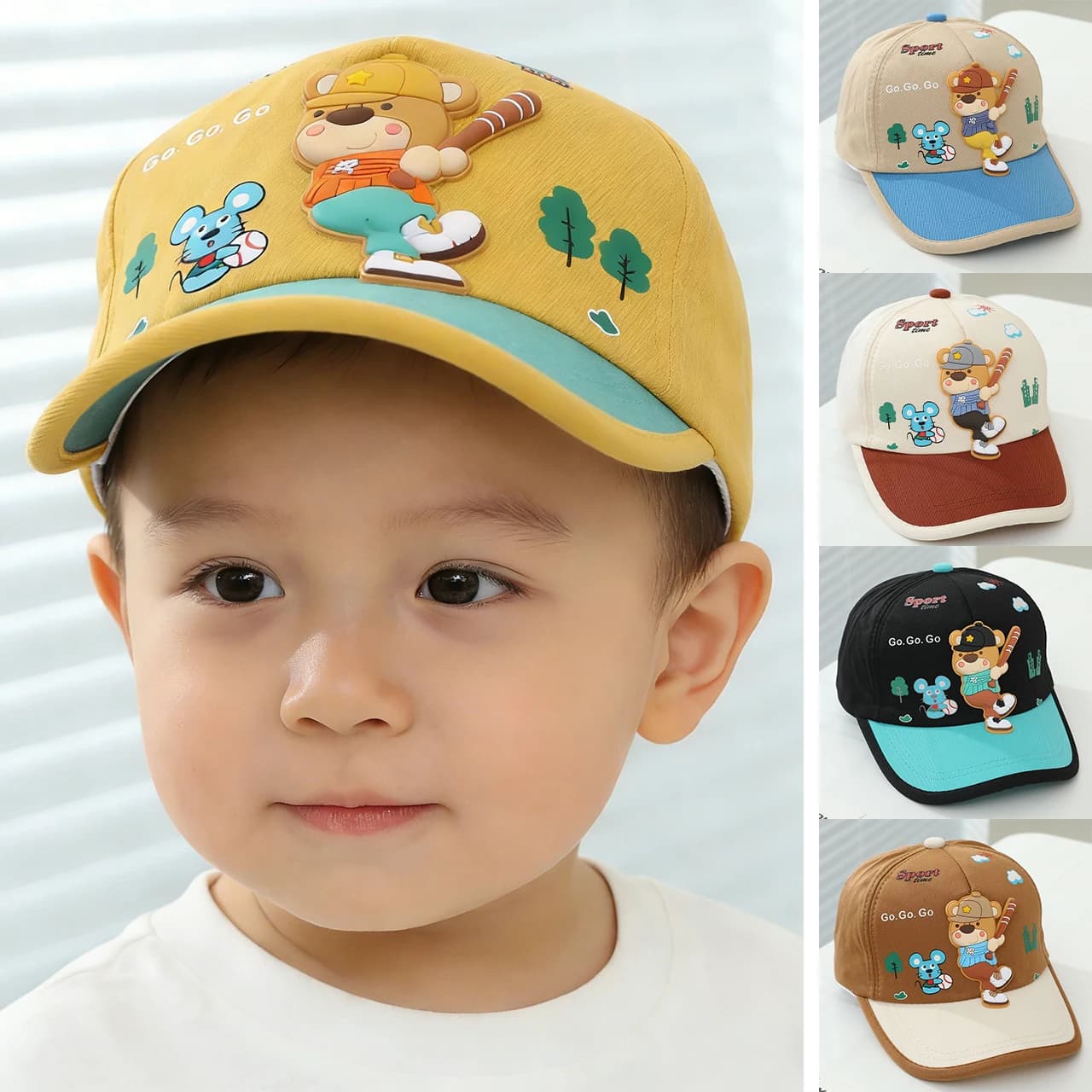 Cappellino da baseball per bambini con cartoni animati, alla moda, per ragazzi, visiera parasole da esterno, 4-10 anni, cappello a becco d'anatra per neonati, cappellino con visiera lunga per bambini