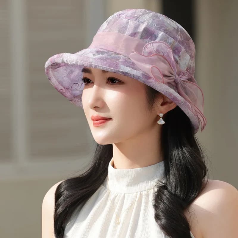 Women's Fisherman's Hat Summer Hats with Flower Bow for Women Casual Solar Protection Breathable Sun Hat Women's Sun Hat New