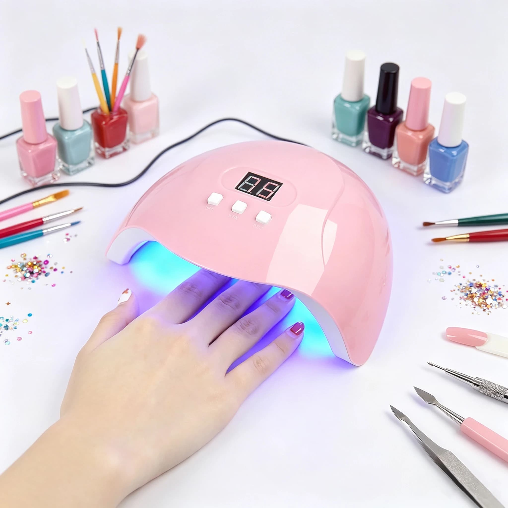 Nail Dryer Gel Nail Polish Curing LED UV Light with 3 Timers Automatic Sensor Display Professional Nail Art Tools