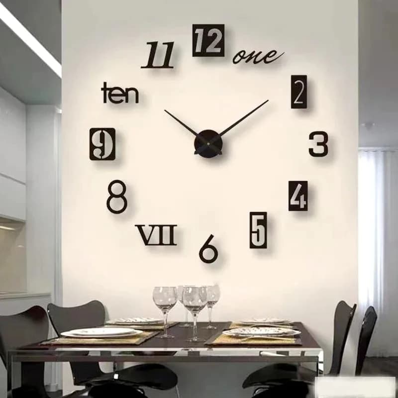 2D/3D Large Number Roman Mirror Acrylic Wall Clock Sticker Fashion Quartz Watch DIY Watch Home Decoration Stickers Living Room