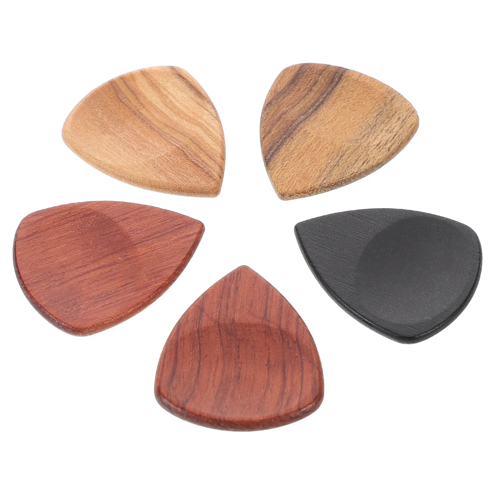 5Pcs Handcrafted Wooden Guitar Picks Solid Wood Thumb Finger Picks Replacement Electric Acoustic String Instrument