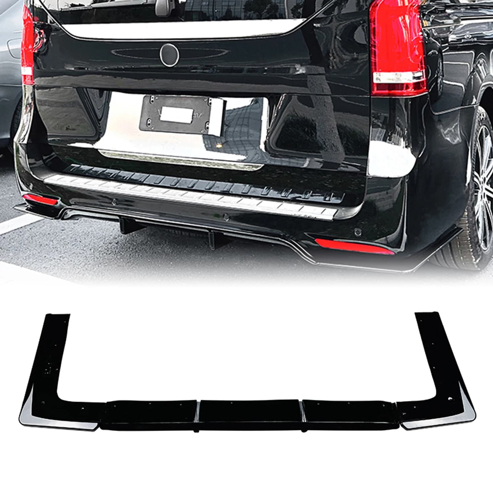 Paraurti posteriore Diffusore Labbro Per Mercedes-Benz Classe V V260 W447 AMG Linea 2019-2023 Fibra di Carbonio Look/Gloss Nero Coda Boot Spoiler