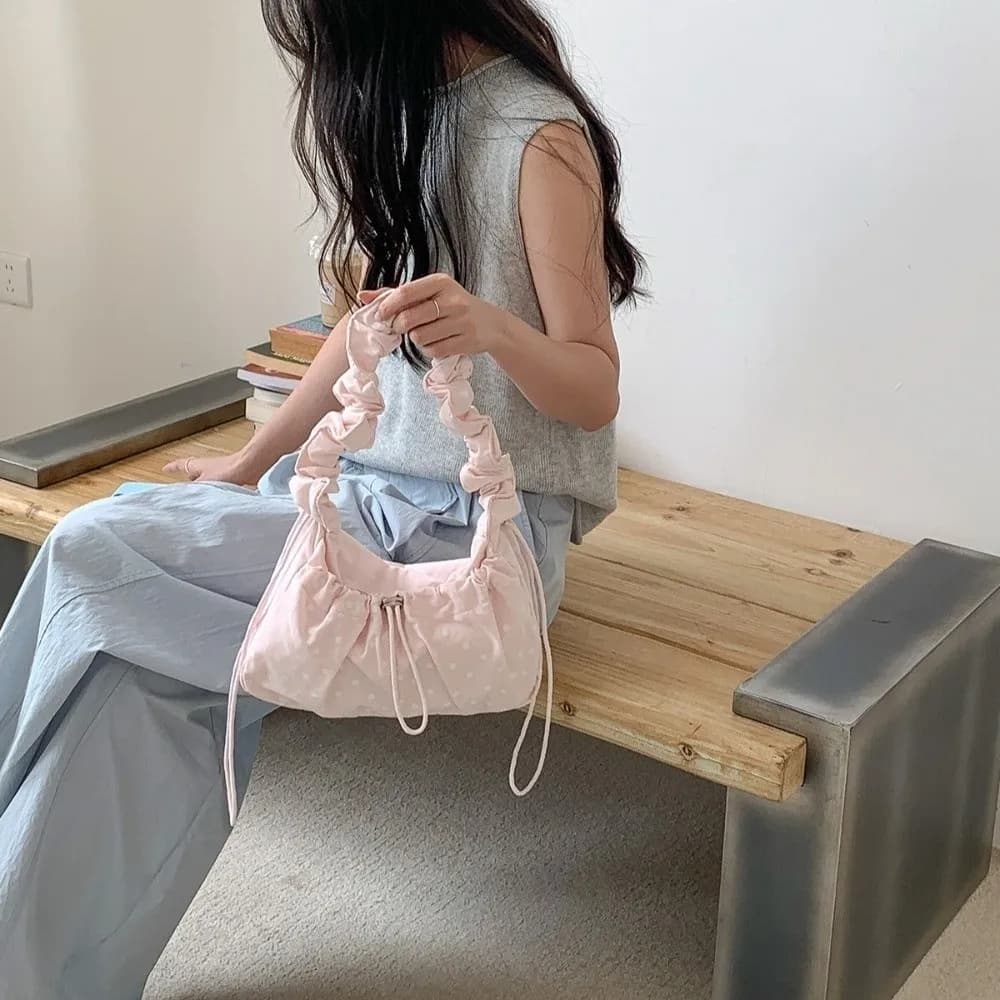 Versatile bag under polka dots Shoulder bag with large capacity coulisse in Korean style Bag for dumplings