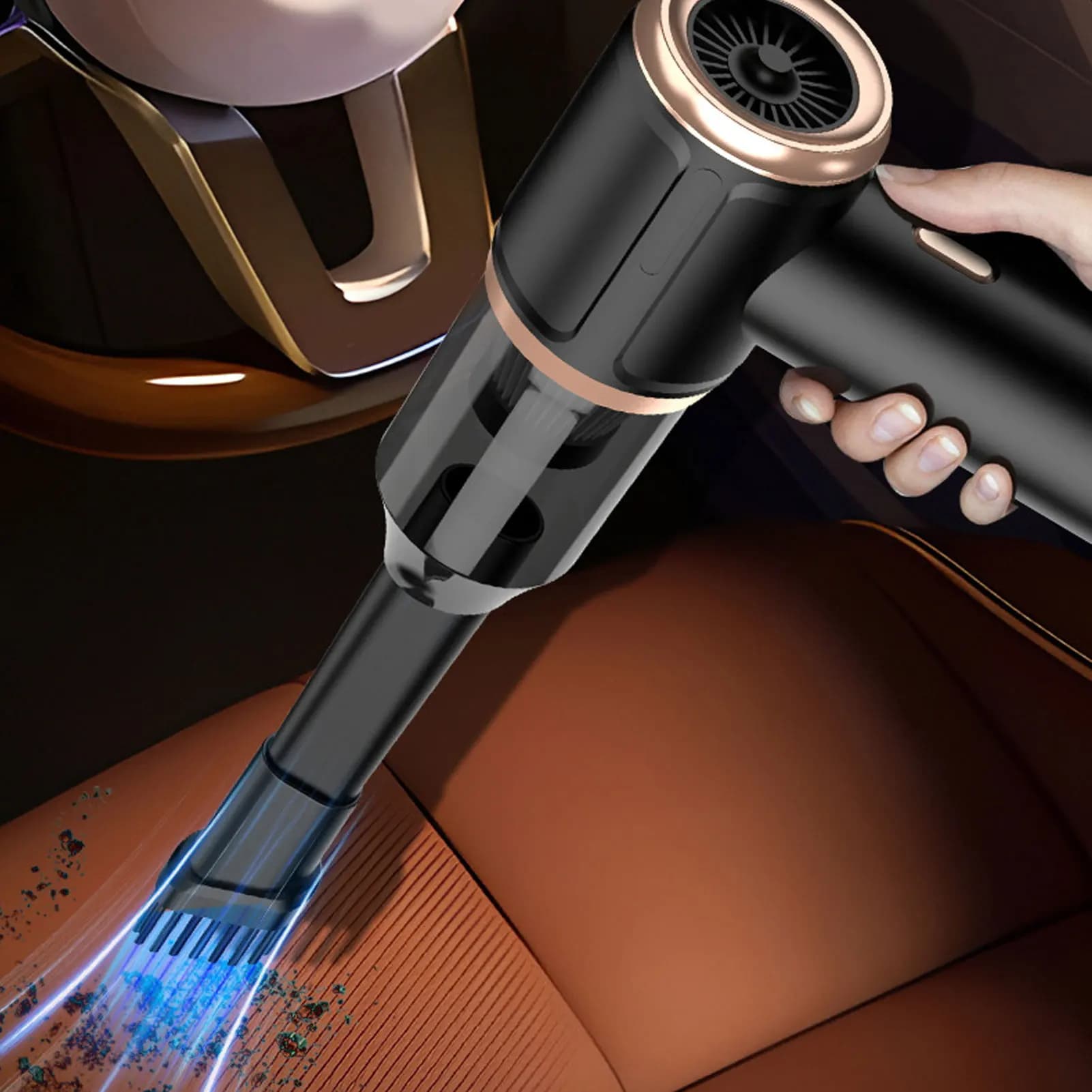 Aspirapolvere Portatile 4 in 1, 45000PA Senza Fili, Soffiatore d'Aria per Auto, Ricarica Tipo C, con Filtro Lavabile per Casa, Ufficio e Animali Domestici