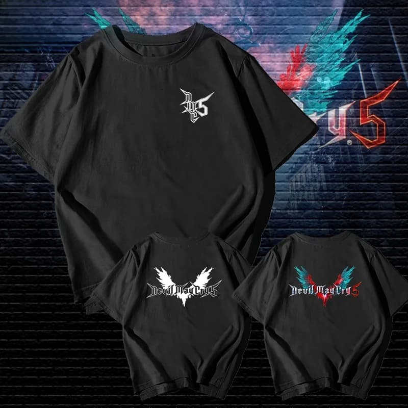 T-shirt a maniche corte Ghost 5 Nero Dante Game, maglietta unisex a mezza manica in cotone lavorato a maglia estivo...