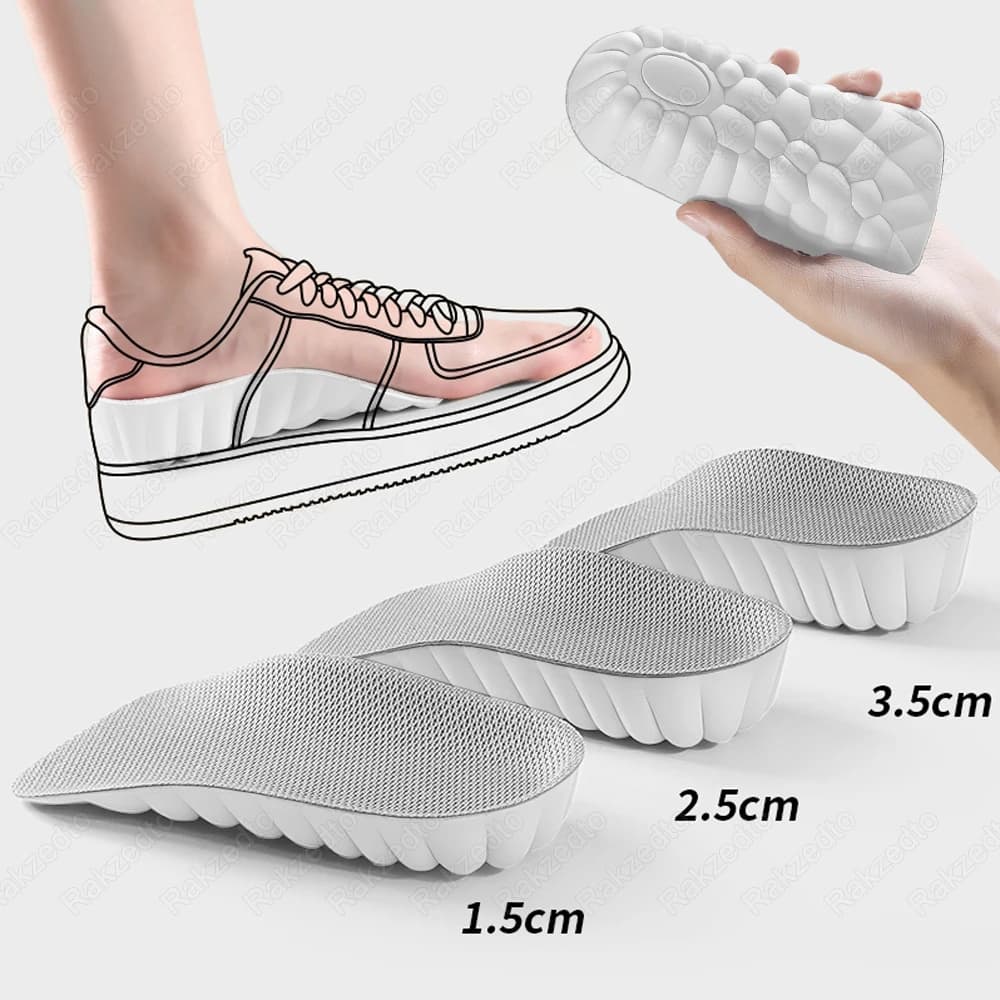 Solette in memory foam EVA Aumento di altezza per uomo Donna Scarpe Inserti per sollevamento tallone per scarpe da ginnastica Suola comfort con soletta di supporto per arco plantare