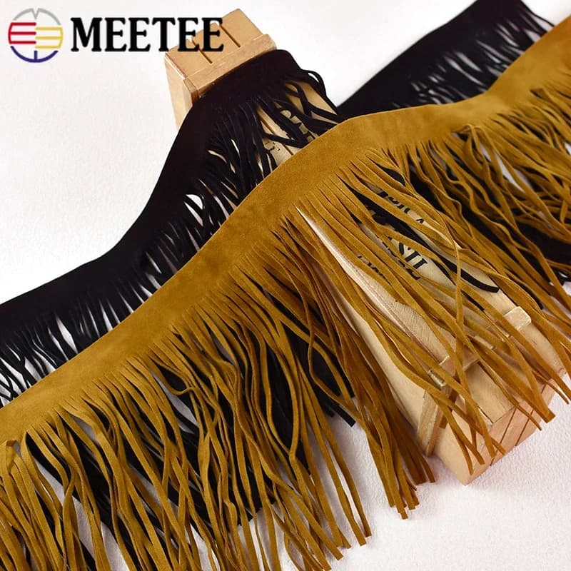 5 Metri Meetee 10-30 cm Pelle Scamosciata Nappa Frangia Finiture in pizzo Tenda Abito Nappe Nastro Vestiti Borsa Decorazione Accessori per cucire
