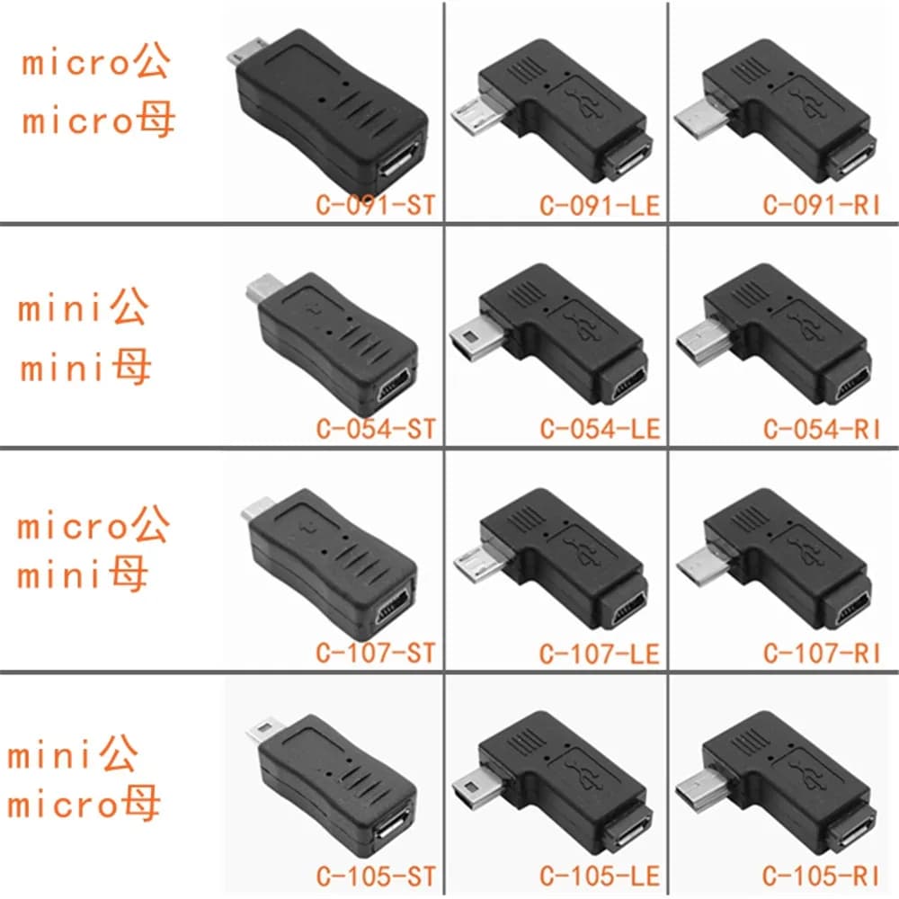 90 Degree Left & Right Angled Mini USB 5pin Female to Micro USB Male Data Sync Adapter Plug Micro USB To Mini USB Connector