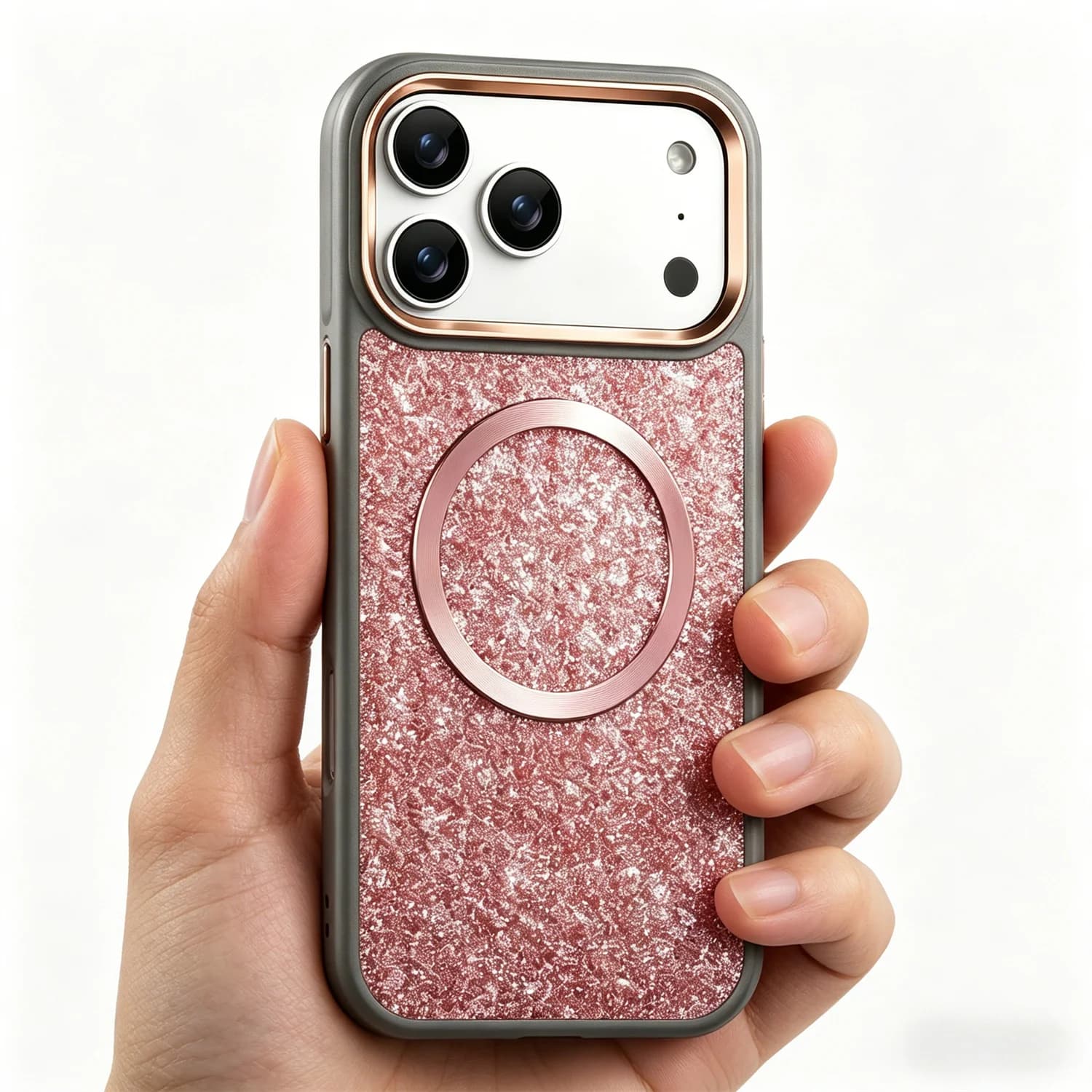 Luxury Plating Glitter Bling For Magsafe Magnetic Case For iPhone 17 Air 16 15 14 13 Pro Max Shockproof Metal Lens Frame Cover