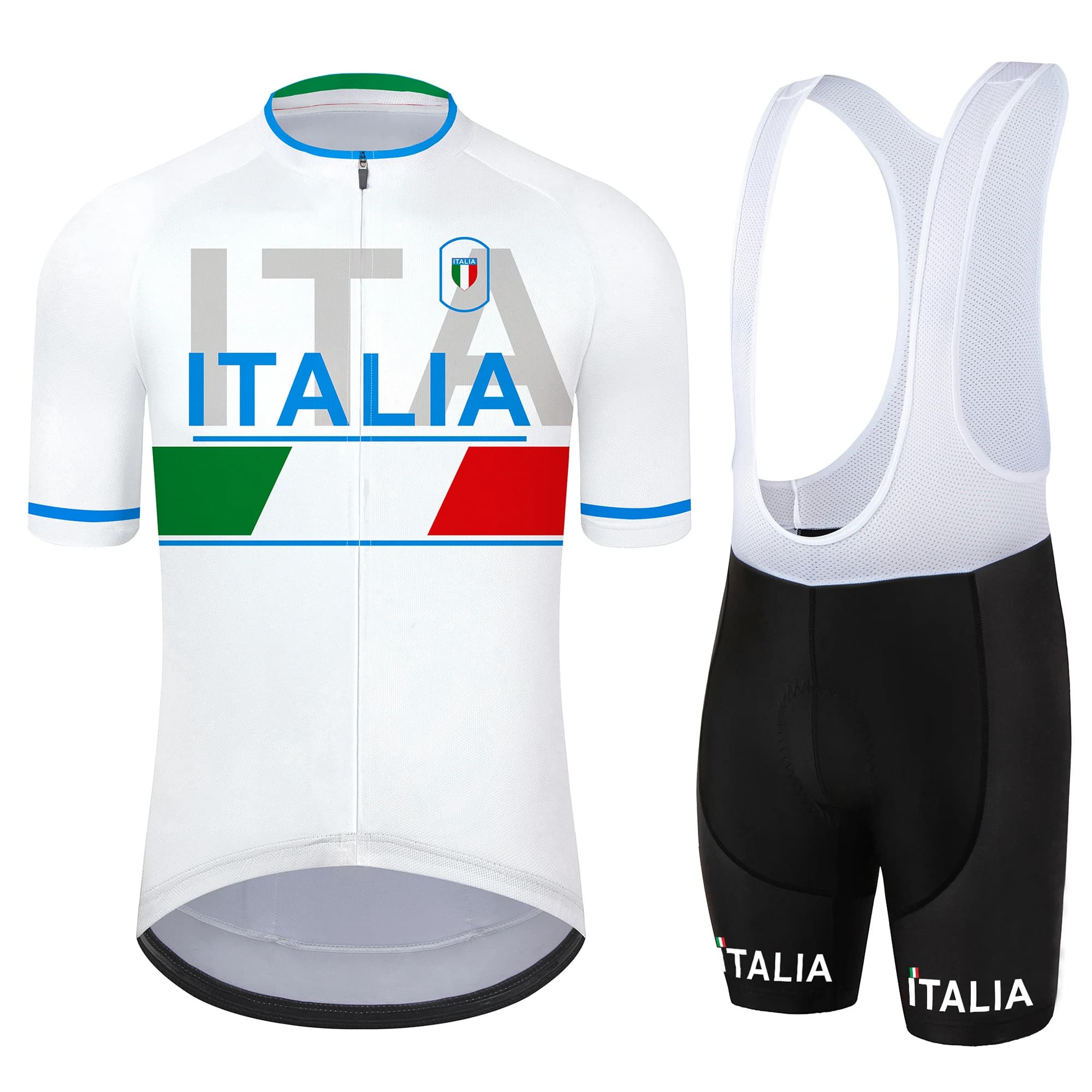 Set estivo da ciclismo professionale a maniche corte da uomo, maniche corte da ciclismo e pantaloncini con bretelle traspiranti e ad asciugatura rapida