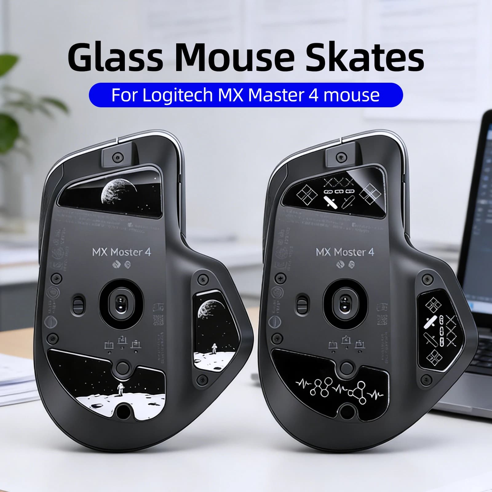 Pattini in vetro per mouse Logitech MX Master 4, cuscinetti per mouse da gioco wireless, accessori per mouse con bordo curvo 2.5D, lisci e durevoli