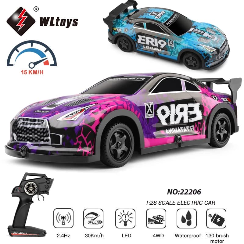 WLtoys RC Auto 22206 4WD Drive Fuoristrada Auto Da Corsa 2.4G Luci A Led Gioco Drift RC Auto Rc Veicolo Giocattoli Per I Bambini 1:22 15 Km/h