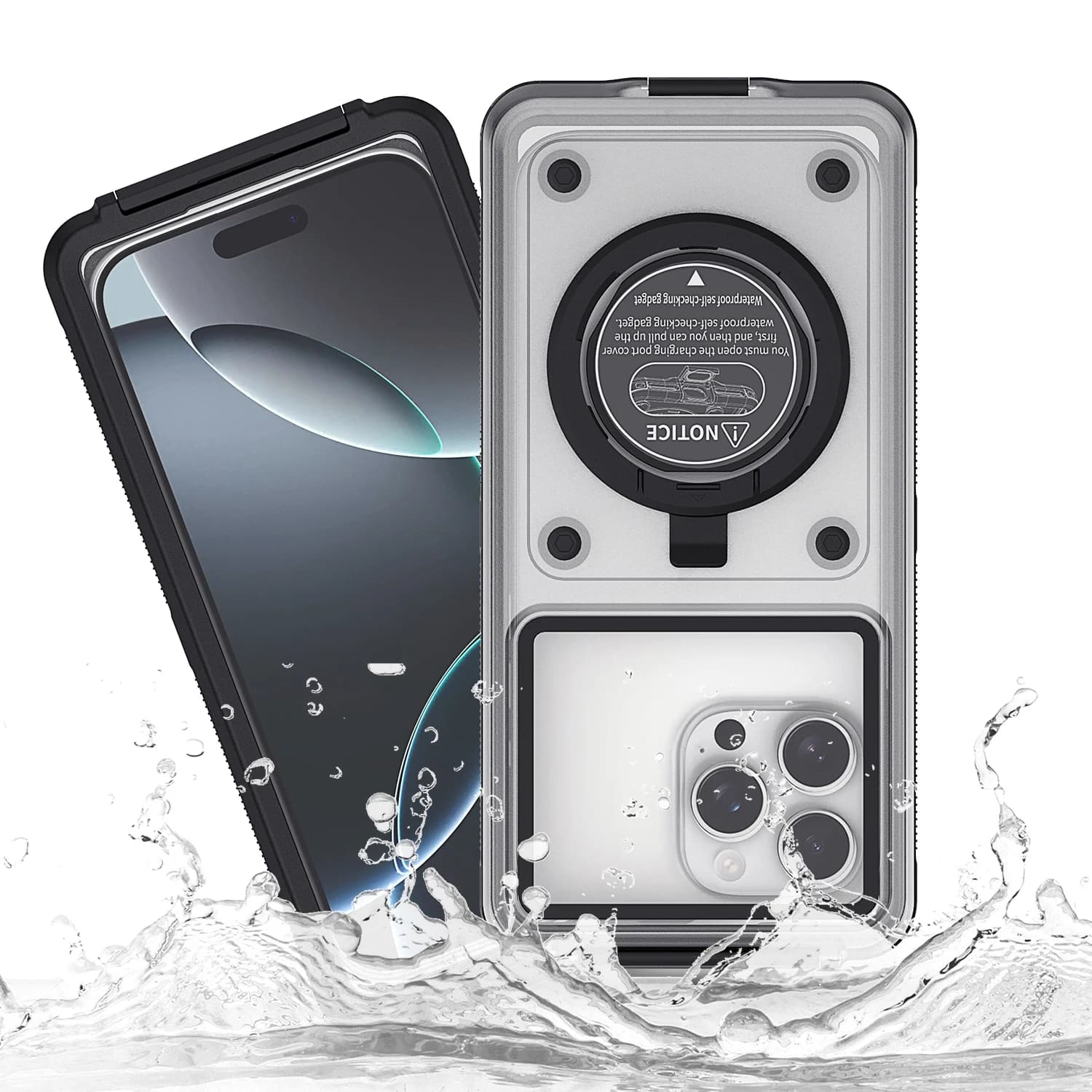 Custodia per telefono impermeabile 15M per iPhone 17 16 15 14 13 12 Pro Max Plus Subacquea Touch Trasparente Diving per Samsung S25 Ultra A17 A07
