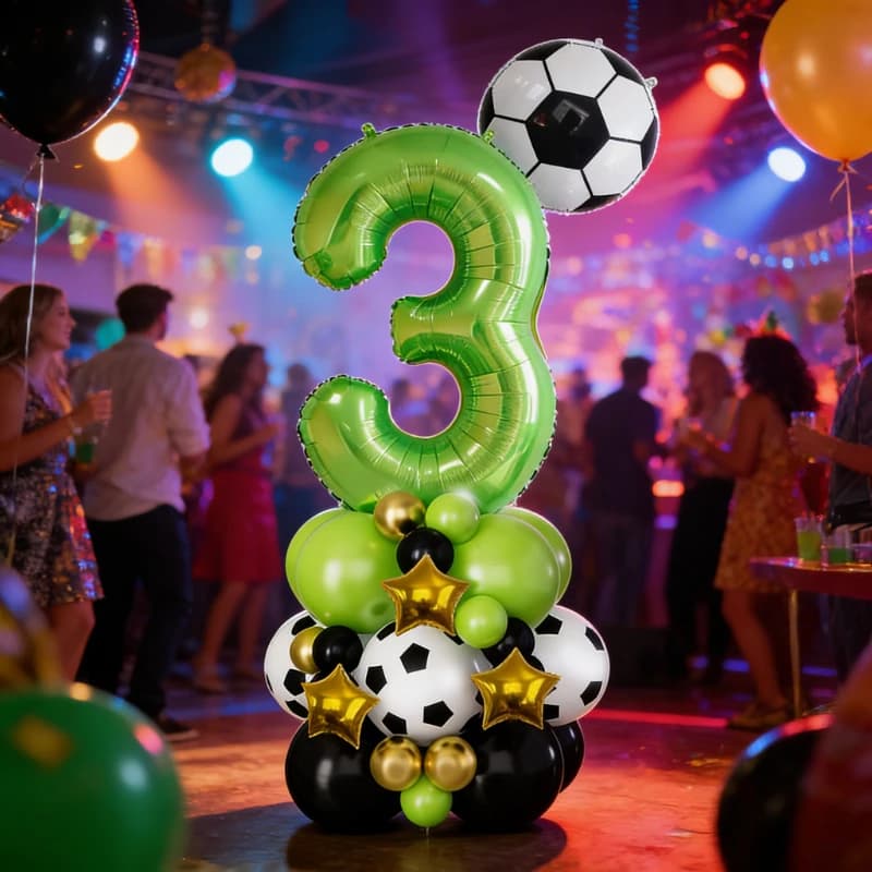 Set di Palloncini in Alluminio a Forma di Pallone da Calcio Verde Frutta da 32 Pollici per Decorazioni di Feste di Compleanno per Bambini