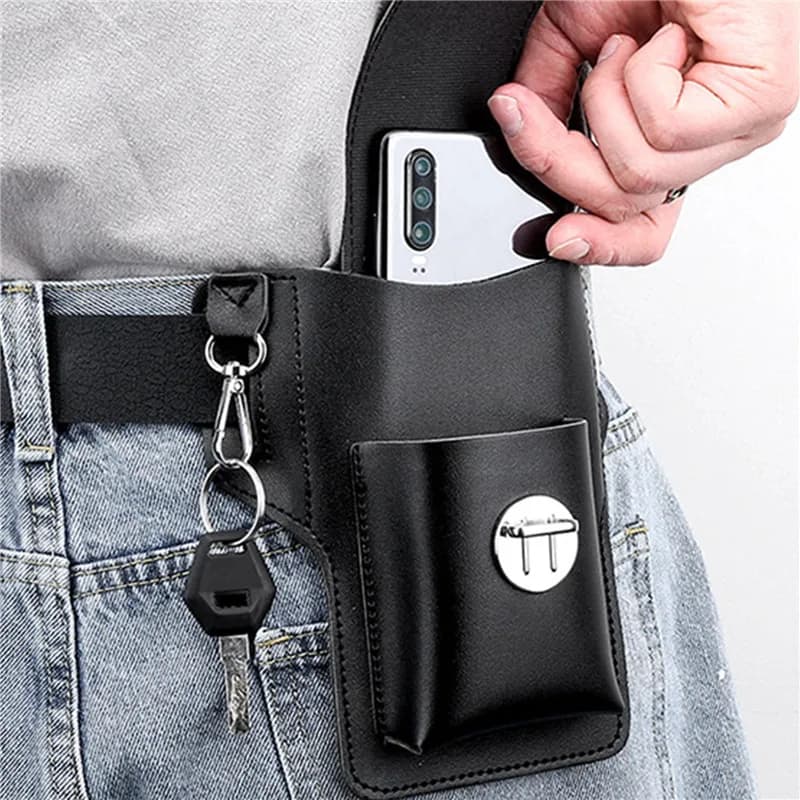 PU Leather Multifunction Phone Belt Bag Retro Men's Bag Cell Phone Case Phone Case High Quality Phone Case