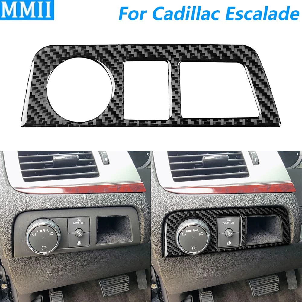 Per Cadillac Escalade 2007-2014 In Fibra di Carbonio Faro Interruttore Pannello di Controllo Copertura Decorativa Accessori Auto Adesivo Interno