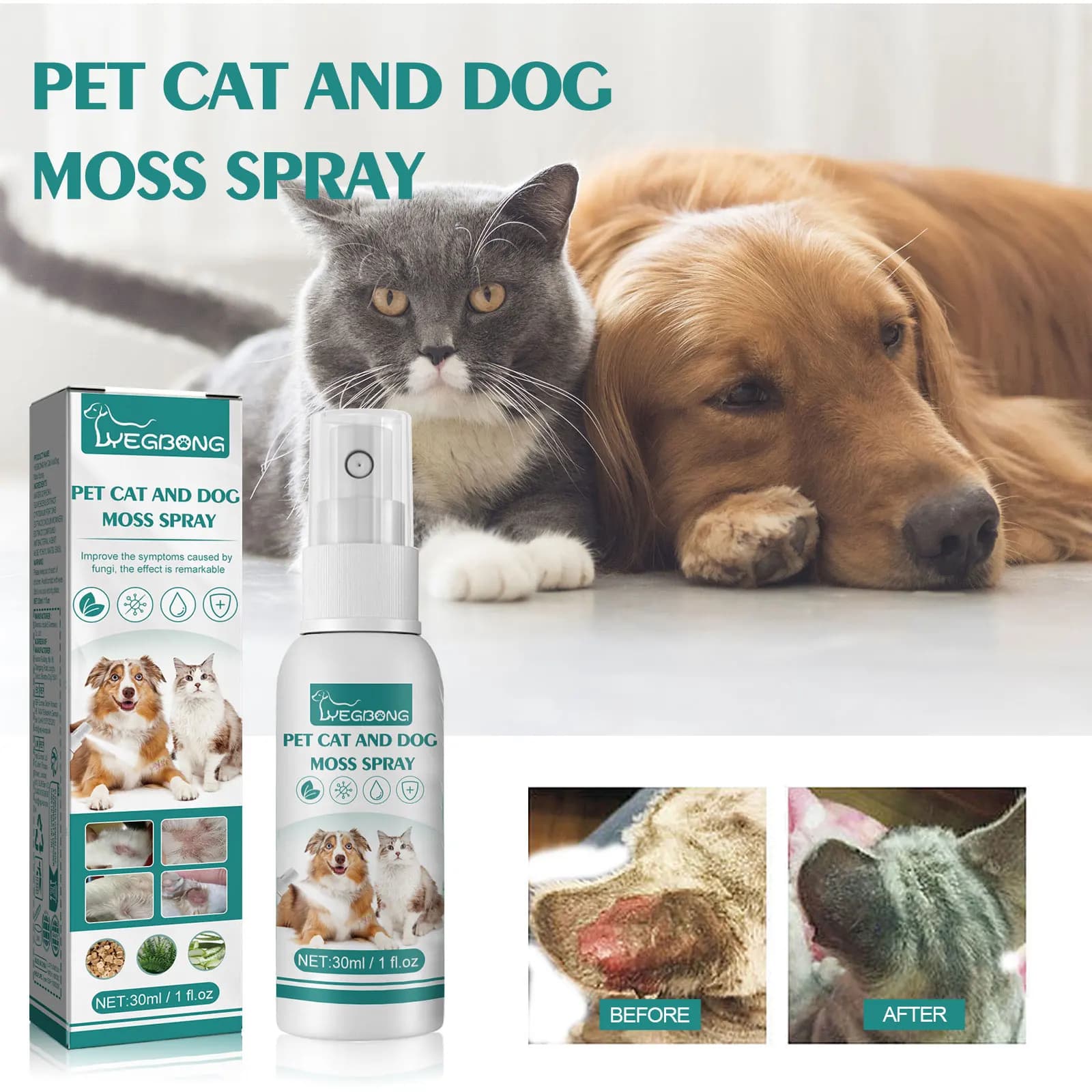 30ml Pet skin medicine spray for cats and dogs to remove mites itching redness swelling and itching