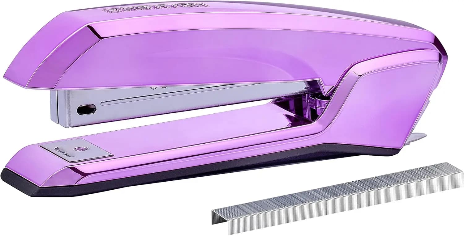 Cucitrice 3-in-1, Capacità 20 Fogli, Rimuovi-Punti Metallici Integrato e Contenitore per Punti Metallici, 420 Punti Metallici Inclusi, Leggera, Viola Metallizzato