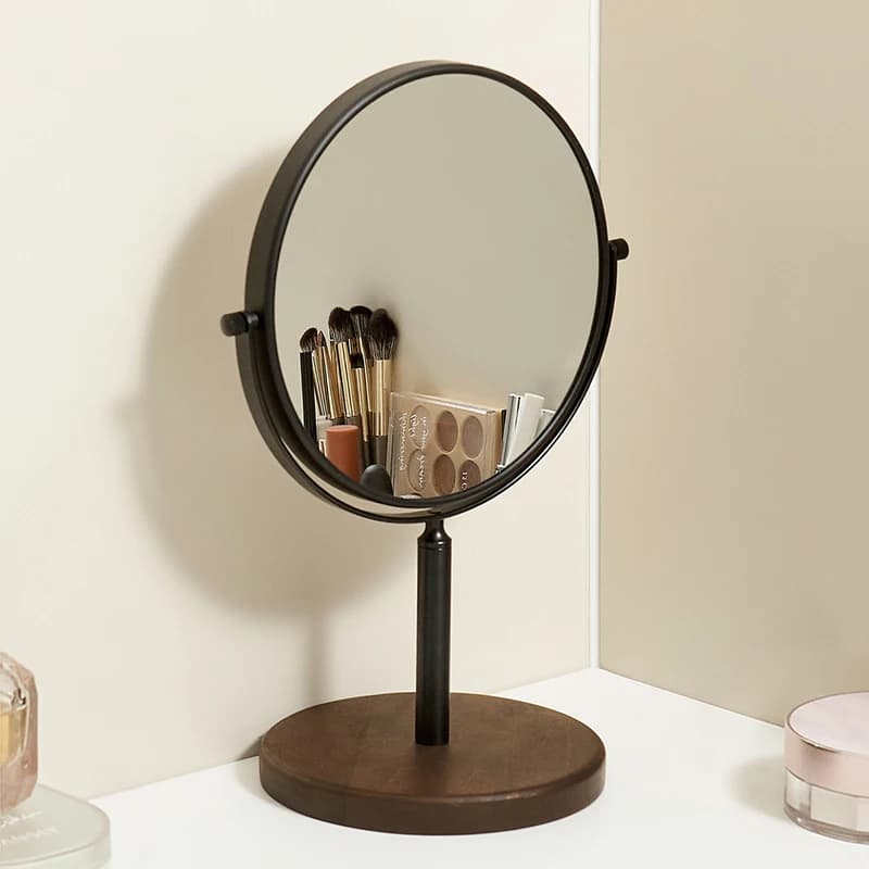 Specchio da bagno nero Specchio da toeletta in noce da 8 pollici Specchio ingranditore 3X/1X Specchio per trucco pieghevole in oro Specchio cosmetico Regalo per signora