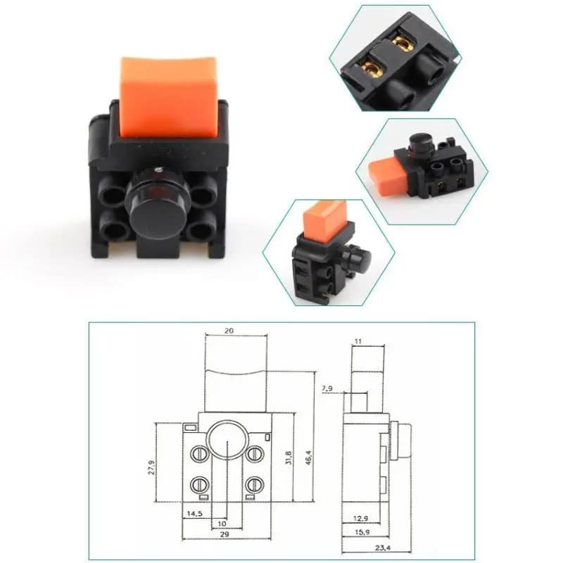 1 pz. Interruttore a catena a doppia funzione AC250V6A con blocco automatico, ricambio per sega circolare 5900B