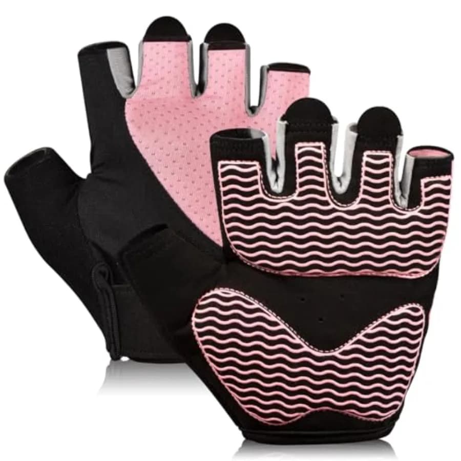 Guanti da Allenamento per Donne - Guanti Traspiranti per Sollevamento Pesi con Imbottitura in Silicone Antiscivolo, Guanti da Palestra Senza Dita per Ciclismo