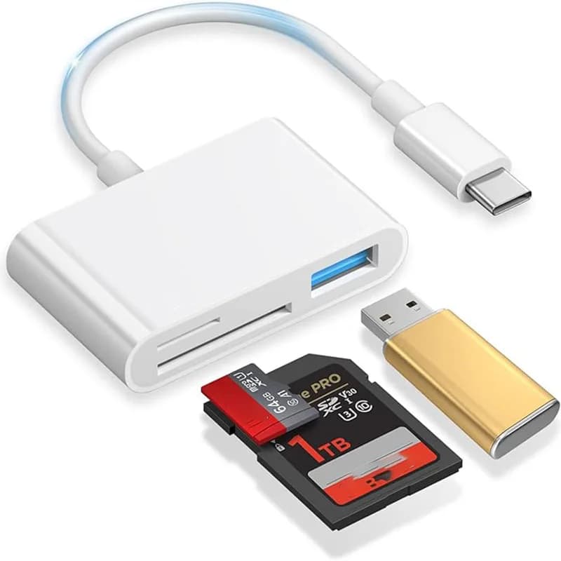 USB C To SD/TF Memory Card Reader, 3-in-1 USB C Card Reader Compatible With iPhone 15 Pro iPad Mac MacBook Laptop Android, PC &