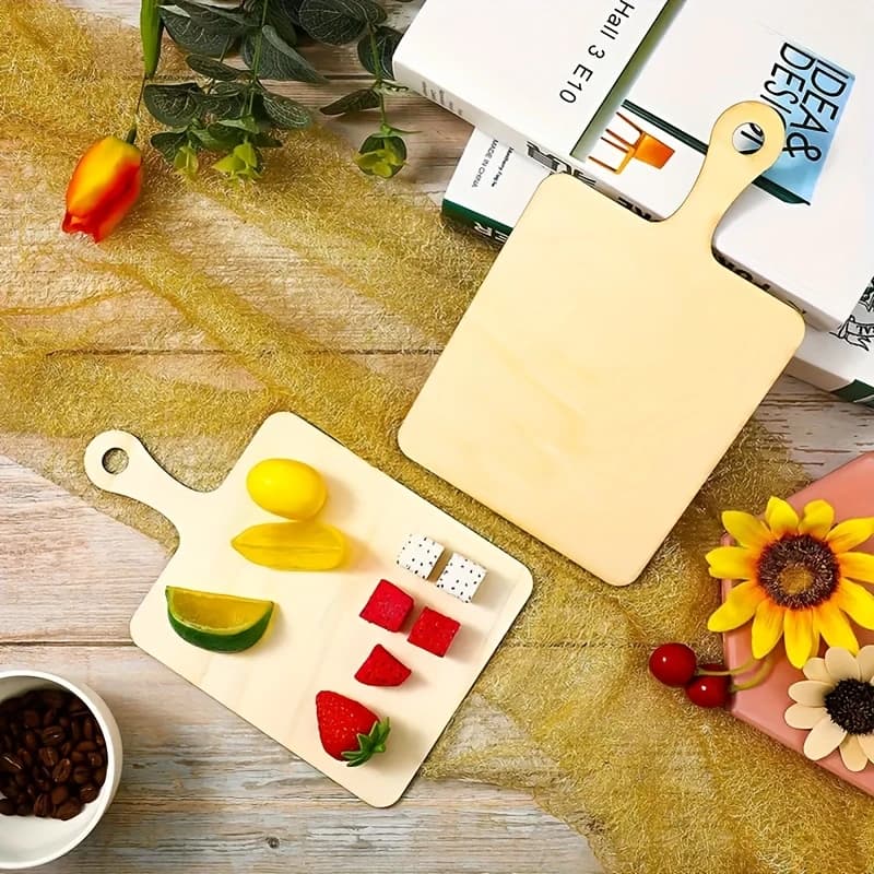 1 Piece (9.1 x 5.5 inches) Mini Wood Cutting Machine with Handle, Small Kitchen Cutting Machine in Wood