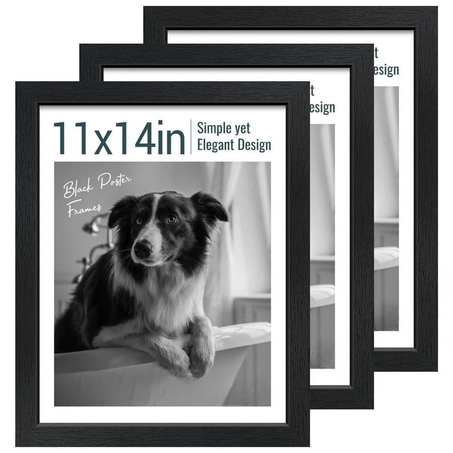 Set of 3 Frames for Photo, Solid Wood Black Textured, Tempered Glass HD, Wall Frame for Photo Gallery