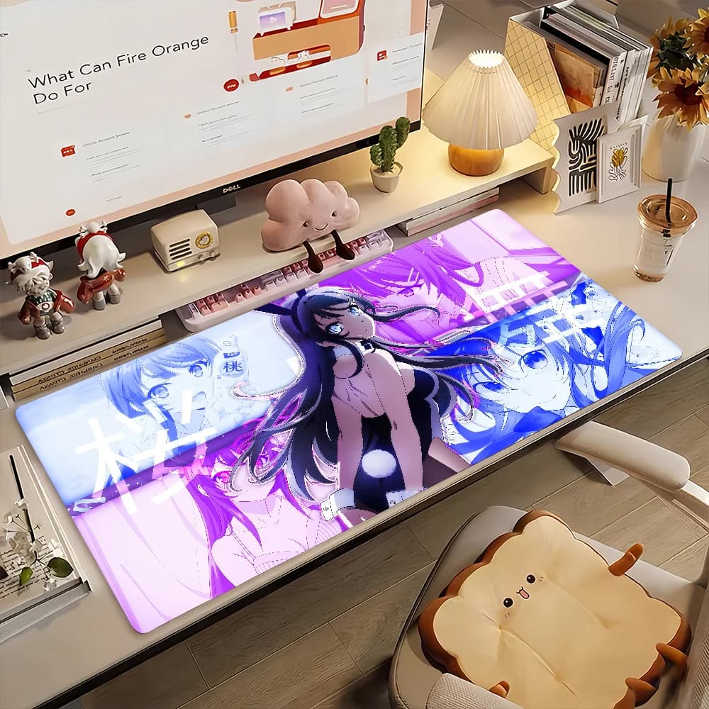 Large Gaming Mouse Pad,Anti-slip,Stitched Edges,Soft Rubber,Bunny Girl Senpai Gaming Deskpad For Office Desk & Home Use