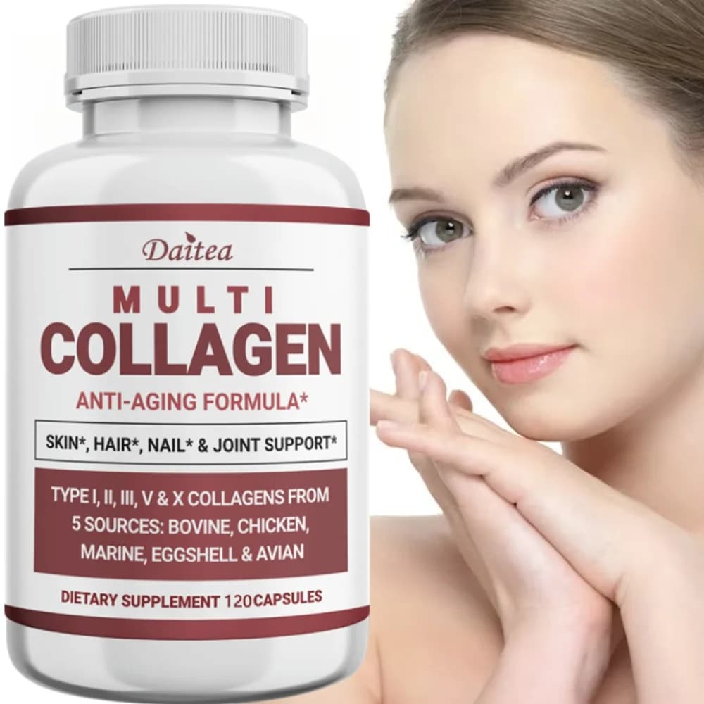 Capsule Multi Collagene, con 5 Tipi di Collagene I, II, III, V, per il Supporto di Capelli, Unghie e Articolazioni, 120 Capsule