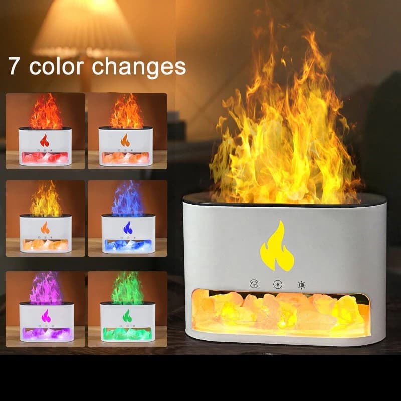 Mini umidificatore e diffusore per aromaterapia 2 in 1 con pietra di sale dell'Himalaya, USB da 250 ml, luce notturna a LED a 7 colori, uscita ad alta nebbia, E