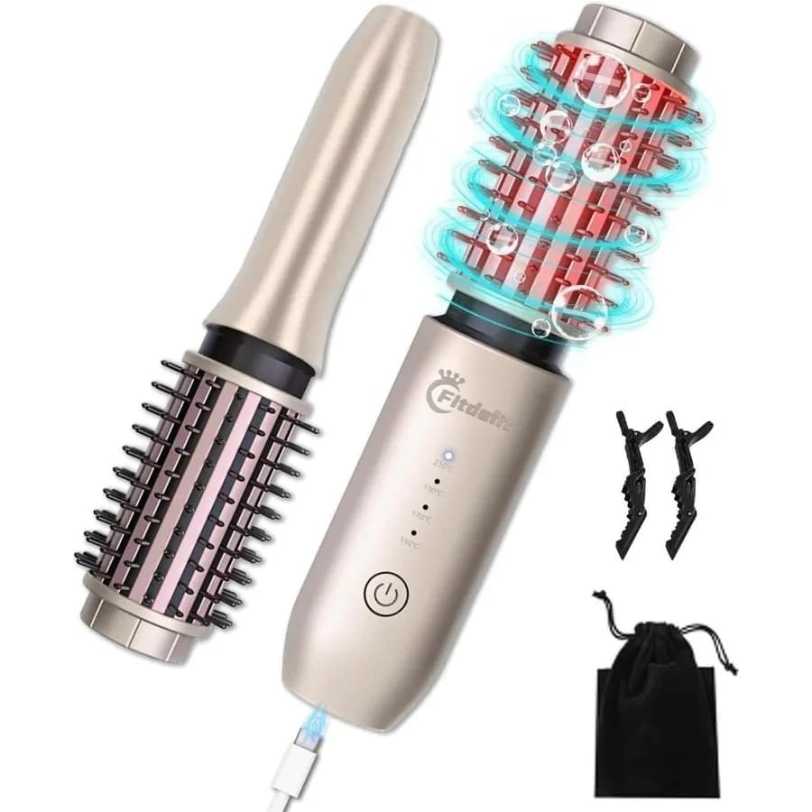 1.5"Mini wireless hair curling iron brush for hairless brush for hairless 3 in 1 Rechargeable hair plate comb