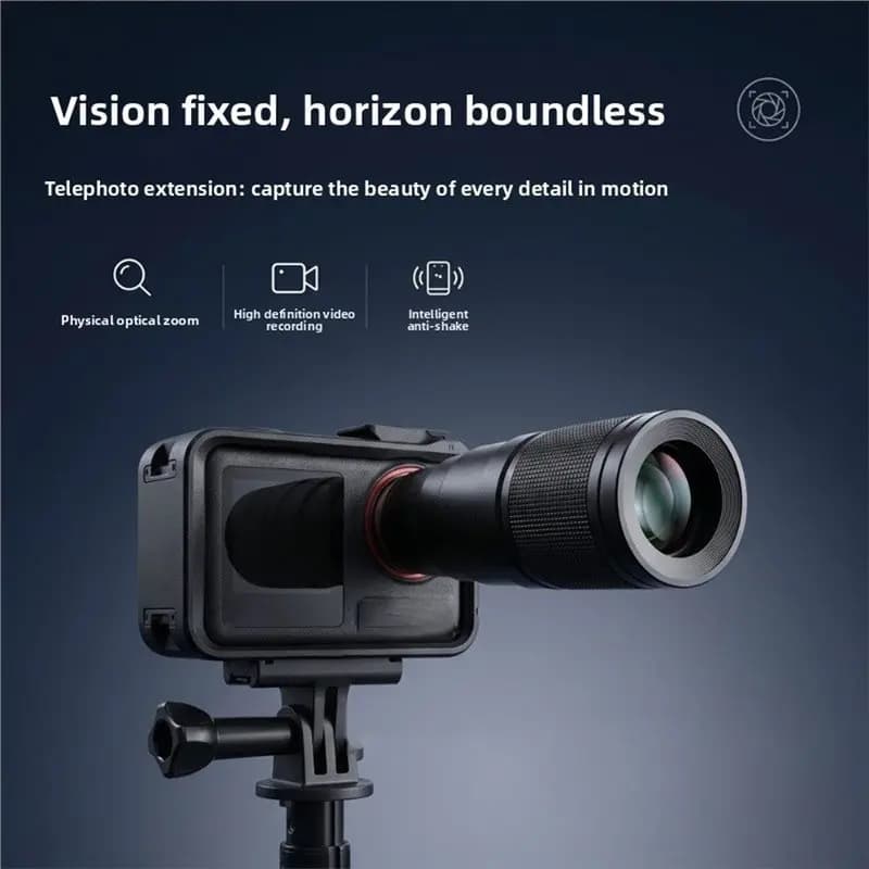 [NEW!CCDD】 12X Telephoto Lens For DJI Action 4 5 6, 12X Optical Zoom HD Clarity Quick Mount Portable Outdoor Camera Phone Zoom L