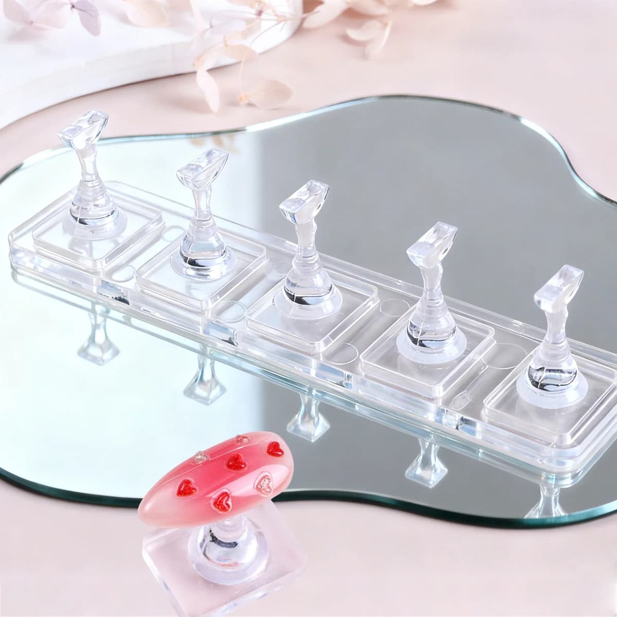 1 set supporto per espositore per unghie in acrilico design trasparente non magnetico strumento di allenamento per pezzi degli scacchi forniture per manicure per pratica fai da te