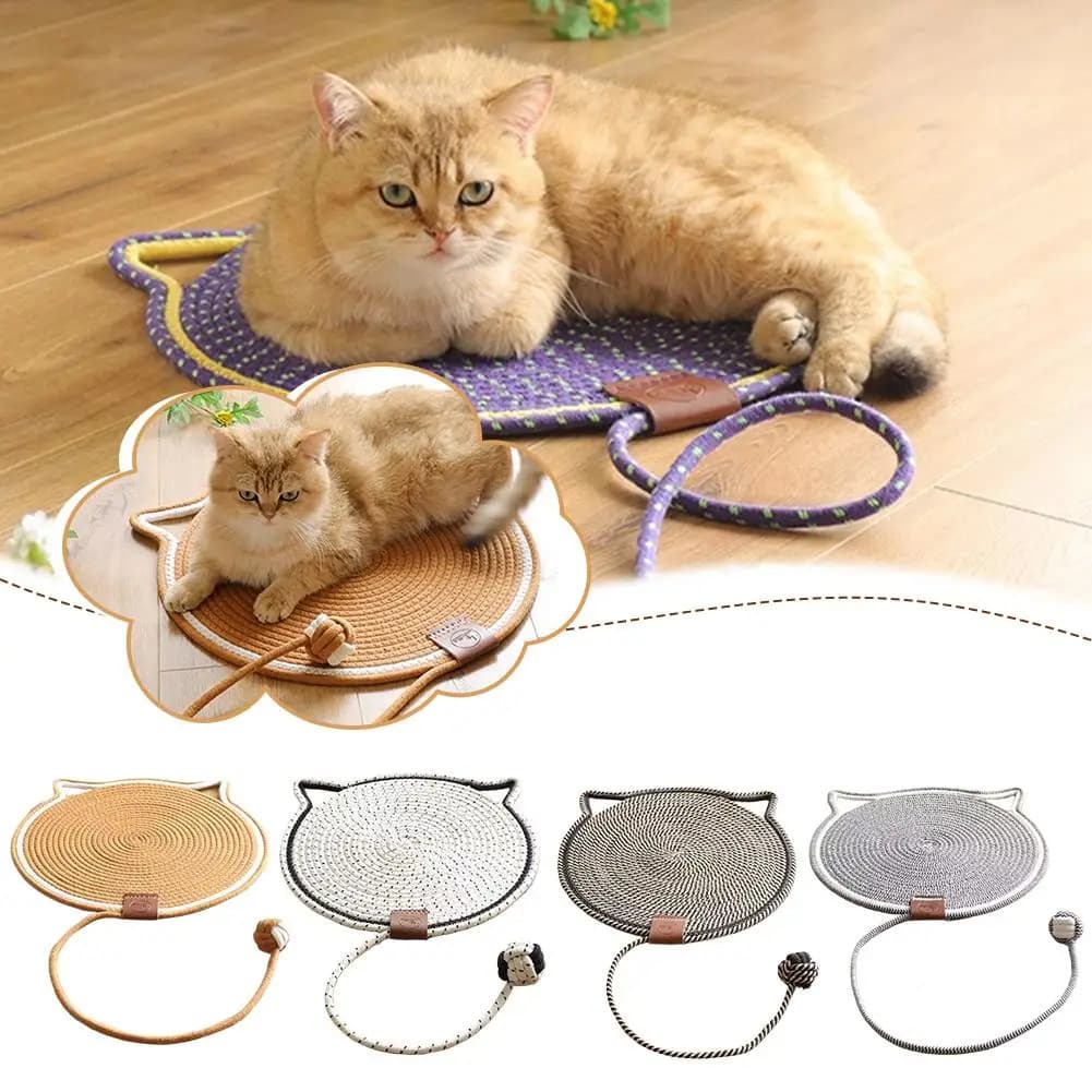 Cotton Rope Woven Cat Scratch Pad Toy Ball Integrated Cat Sleeping Pad, Scratch-resistant, Wear-resistant, Washable Pet Pad