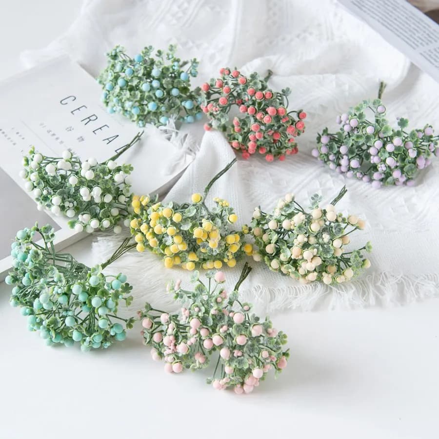 Fiori di prugna artificiali Alito del bambino Regali fai da te Scatola di caramelle Piante finte Ghirlanda di Natale Vaso Casa Camera Decorazione ghirlanda di nozze