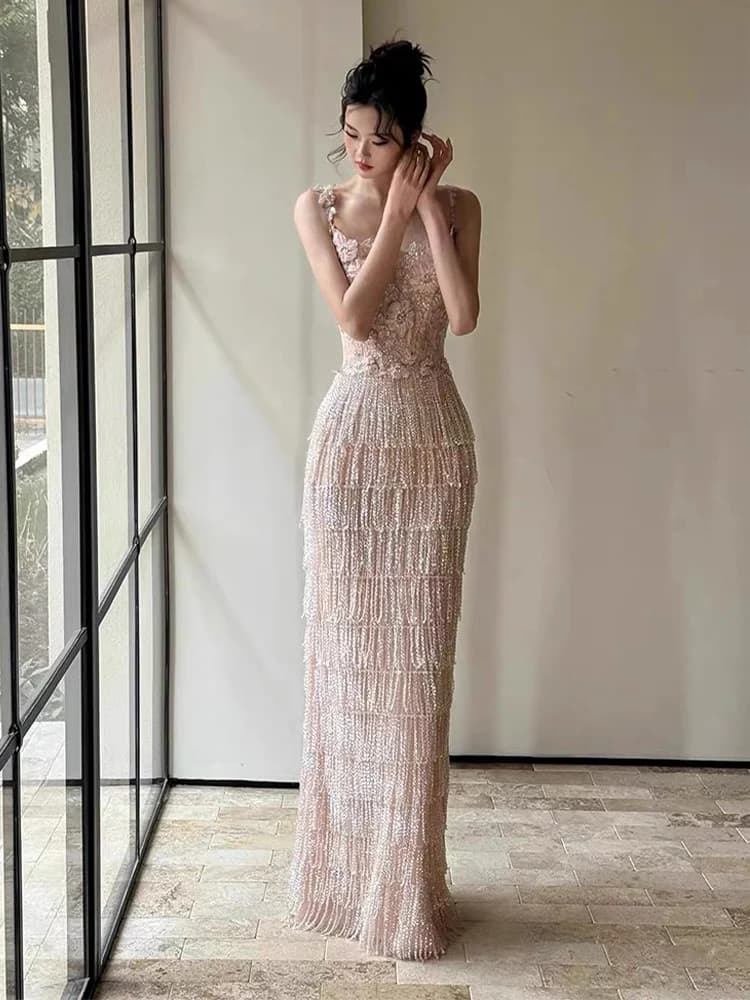 Elegant Long Waist Dress with Long Waist Cerniera for Women, Bridal Dress or Ceremony, Long Waist Dress with Hinge and Long Sleeves