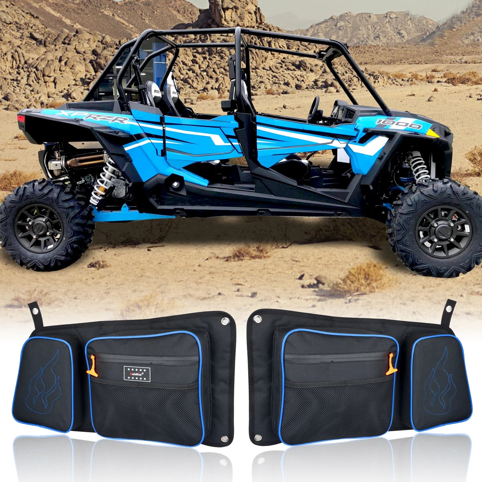 A pair of bags for back door side bag Set Organizer for knee pads for 2014-2019 Polaris RZR 4 900 XP4 1000 Turbo 4 door accessories