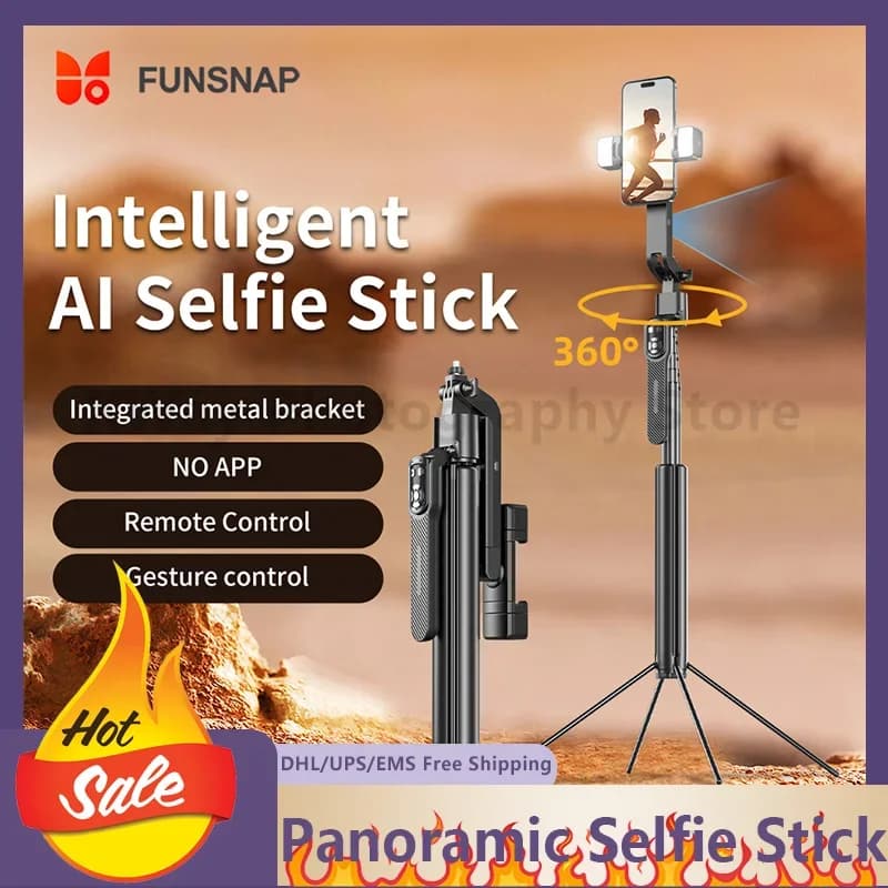 Funsnap Multifunzionale Ai Riconoscimento Panoramico Selfie Stick Anti-Shake Telecomando Bluetooth a 360 Gradi Comodo Treppiede